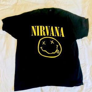 NWOT NIRVANA Smiley Logo Classic Band Tour Merch Concert Tee | Large